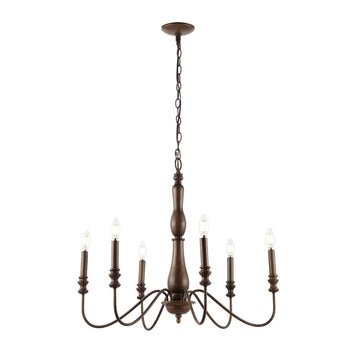 Victoria 29" Rustic Midcentury Iron LED Chandelier - JONATHAN Y
